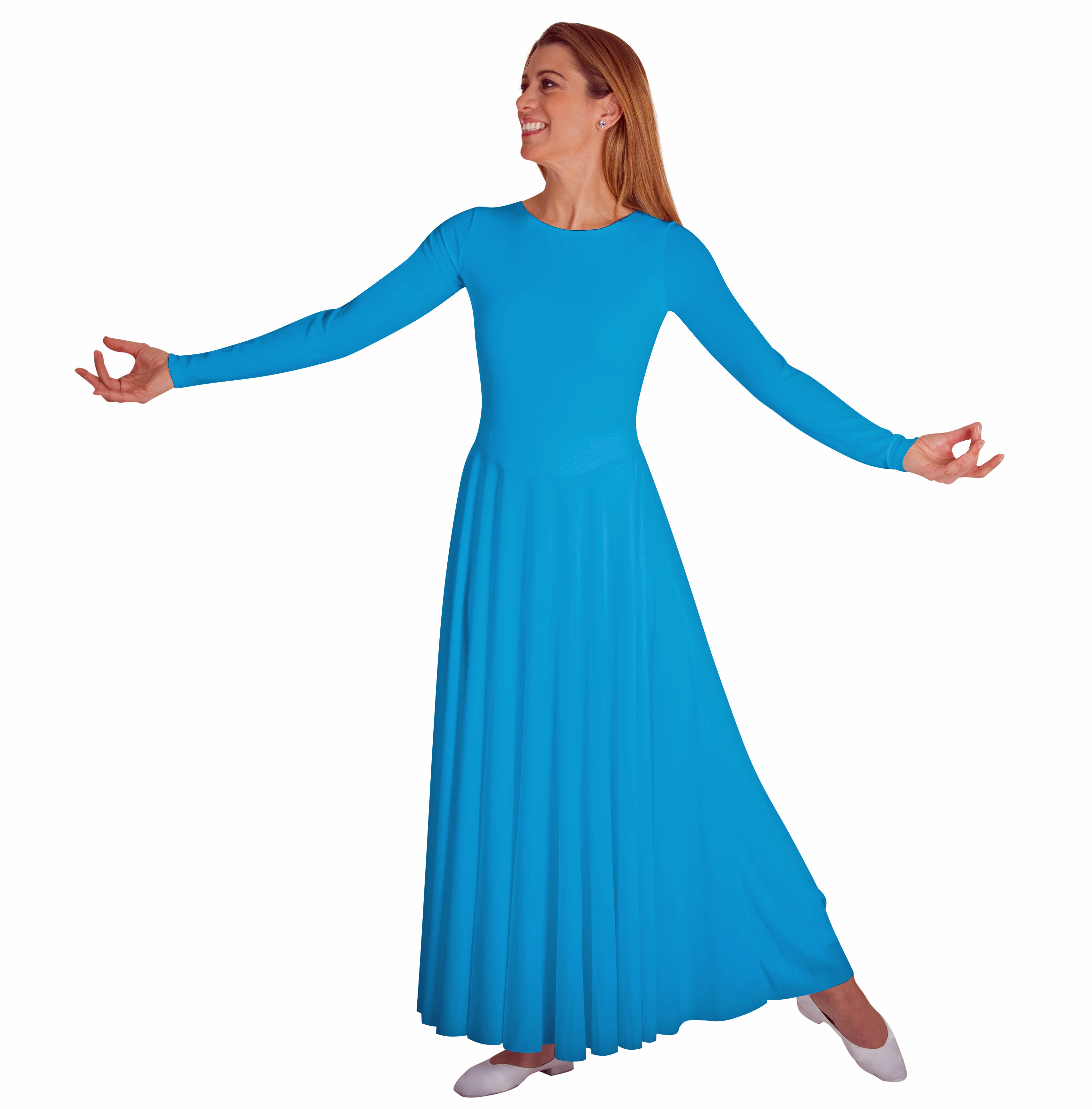ACSUSS Womens Liturgical Praise Loose Fit Full Length Long Sleeve Dance Dress 