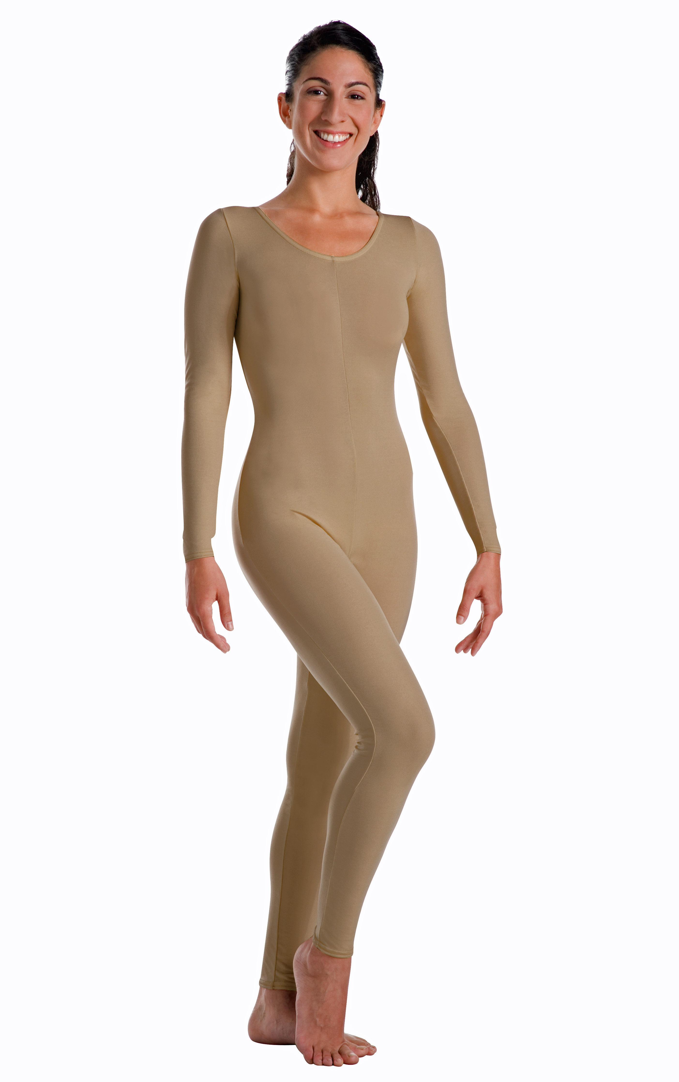 Long Sleeve Scoop Unitard Adult Nude Skintone New Bodysuit Sizes S, M, L, Xl