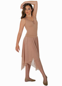Body Wrappers Uneven Hem Double Layer Chiffon Skirt - Baum 