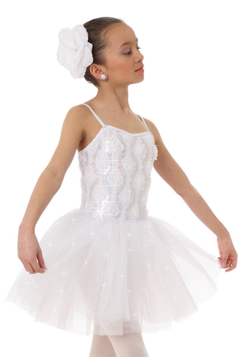 White L NEW Girls Ballet Sequins tutu Dance Costume 